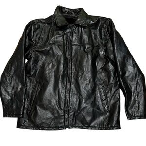 Vintage Haband Executive Division Black Zip Front Leather Jacket Sz XL